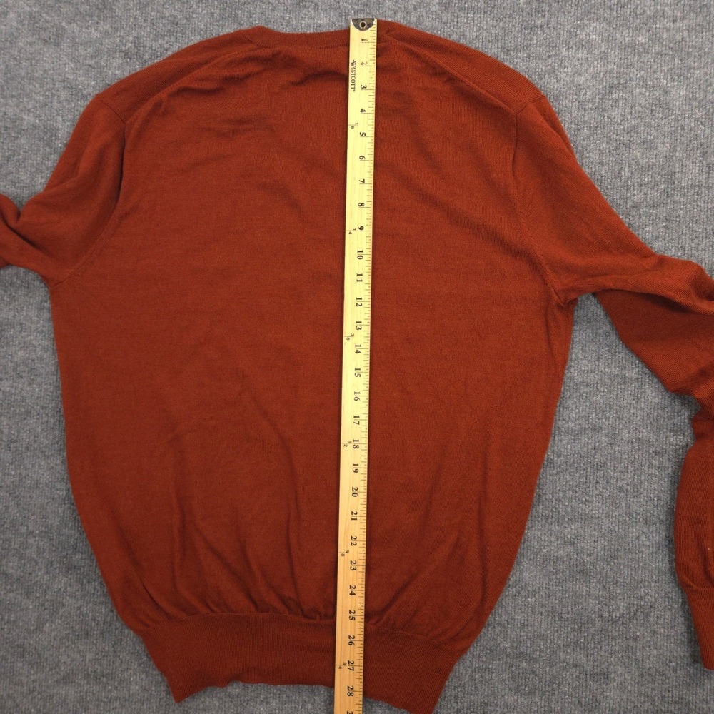 Peter Millar Sweater Mens L Blood Orange Extrafine Italian Merino Wool V Neck - Picture 5 of 8